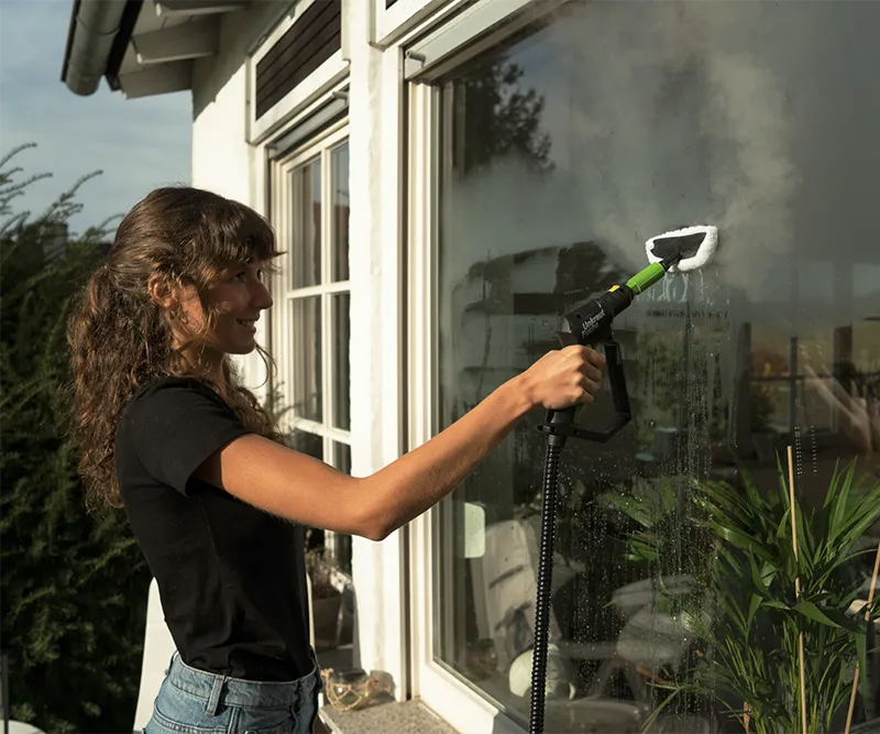 Unkrautfuchs Damfreiniger Fenster heisses Wasser biologisch Mikrofaser